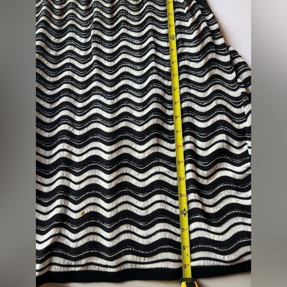 M Missoni black gold metallic mesh zigzag SS dress fit n flare sz 46(12) sheer - Picture 9 of 10